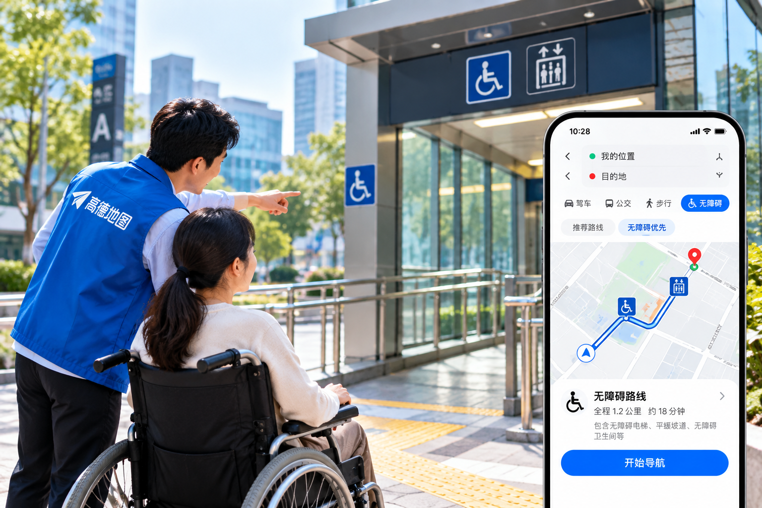高德无障碍导航公益项目示意图（AI生成）